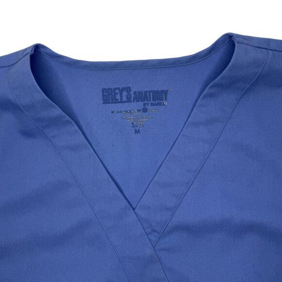 Grey’s Anatomy Mock Wrap Scrub Top – Soft Blue, Size M - Picture 5 of 7